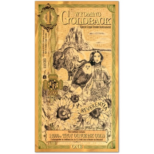 Buy 1 Wyoming Goldback Gold Note (100 Pack, New) - Image 2