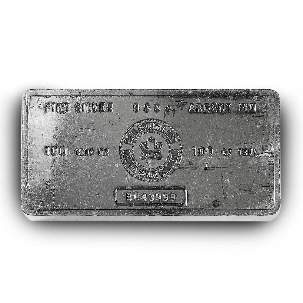 100 oz Royal Canadian Mint Silver Ba