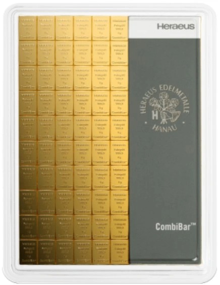 100 x 1g Gold Bar Heraeus CombiBar