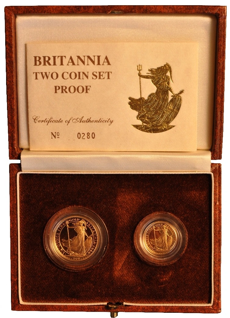 1988 Proof Gold Britannia 2 Coin Set