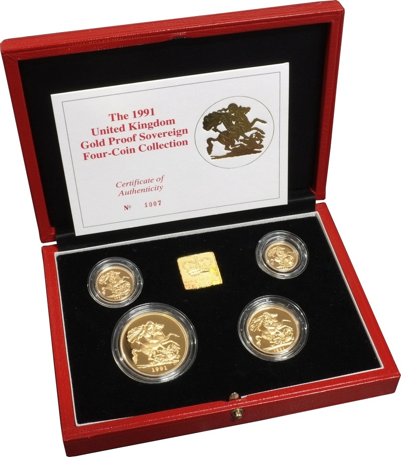 1991 Proof Gold Sovereign 4 Coin Set