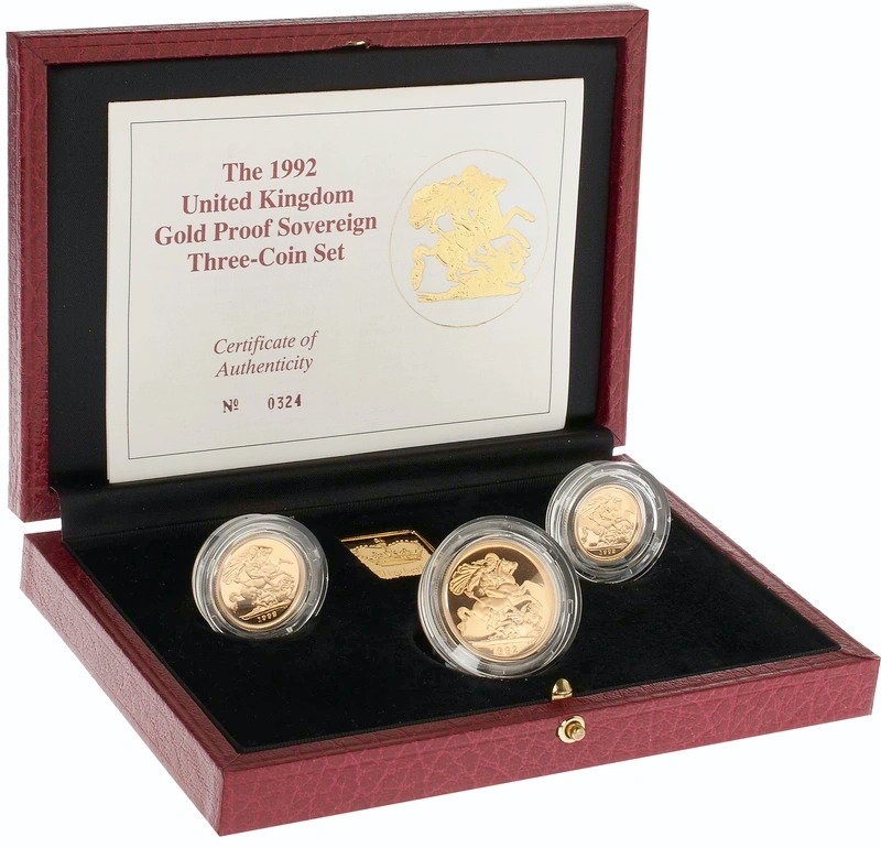 1992 Proof Gold Sovereign 3 Coin Set