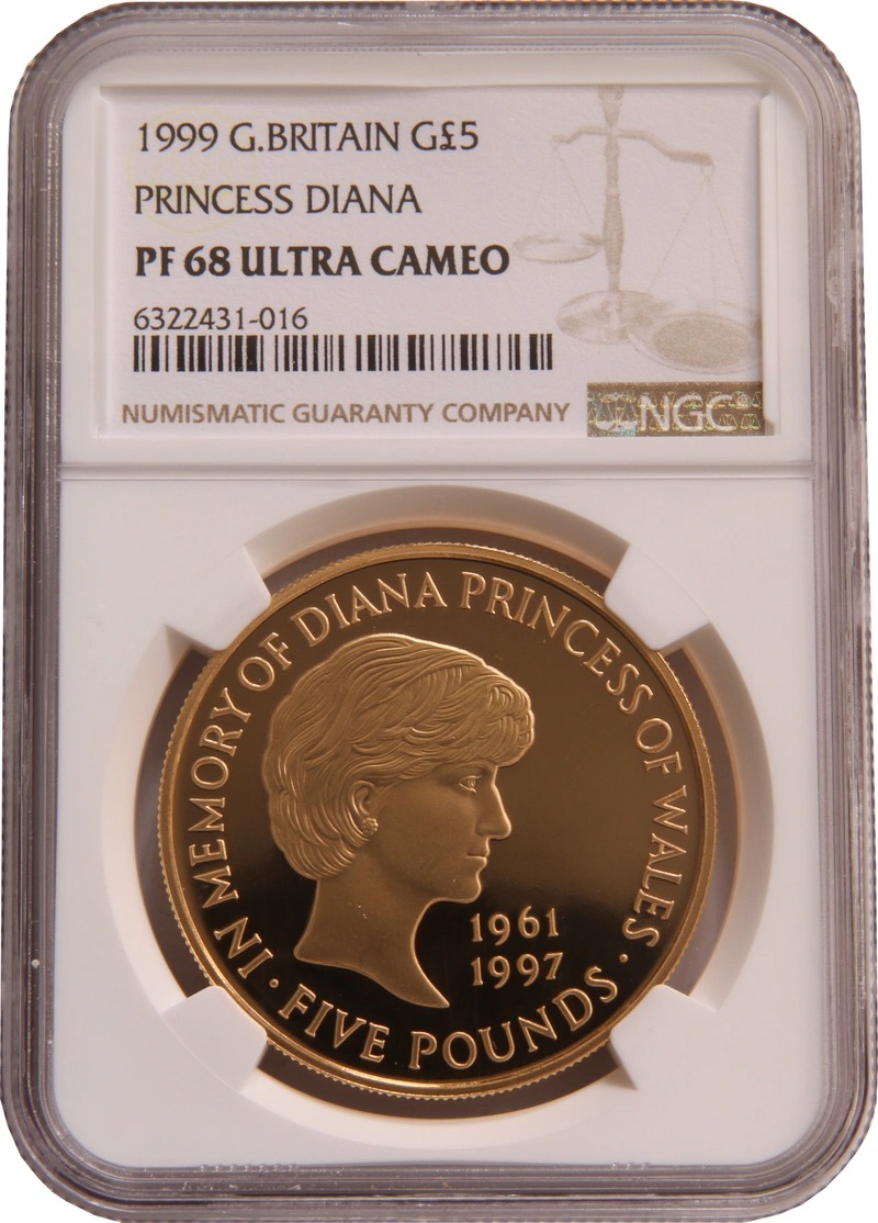 1999 Proof Gold Crown £5 Coin Diana