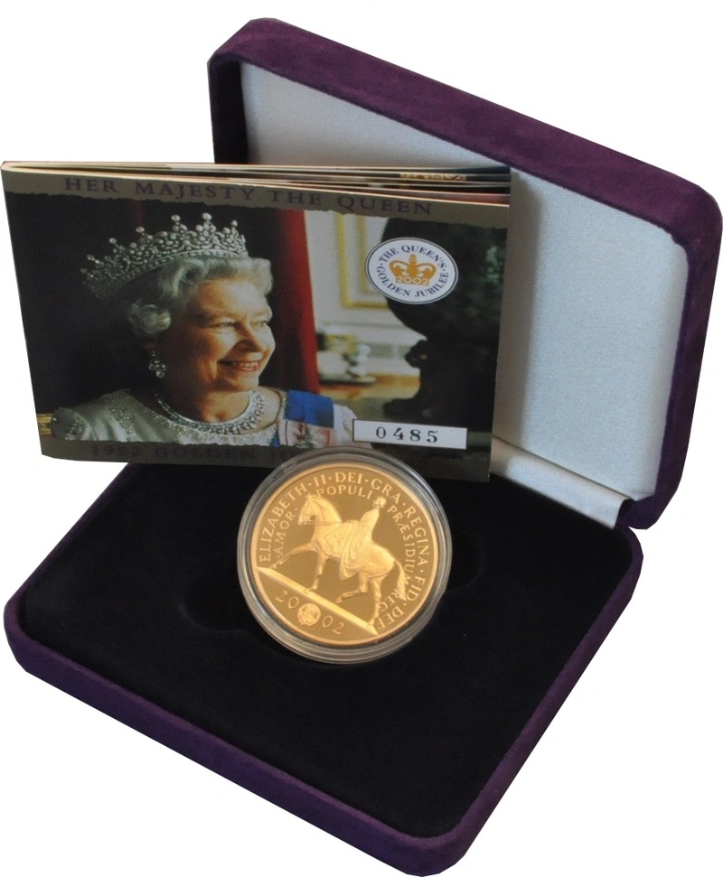 2002 Proof Gold Crown £5 Coin Golden