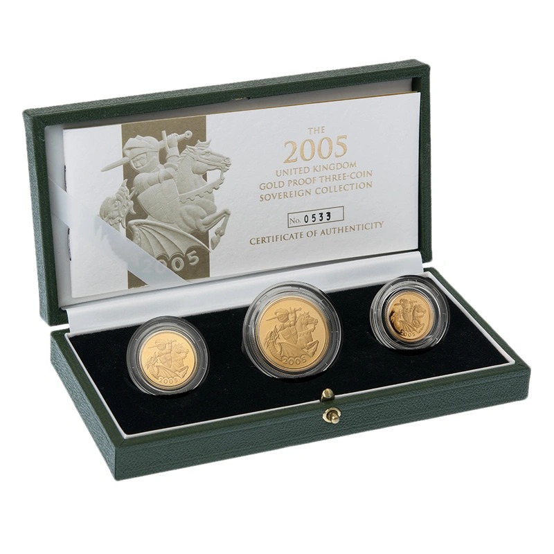 2005 Proof Gold Sovereign 3 Coin Set