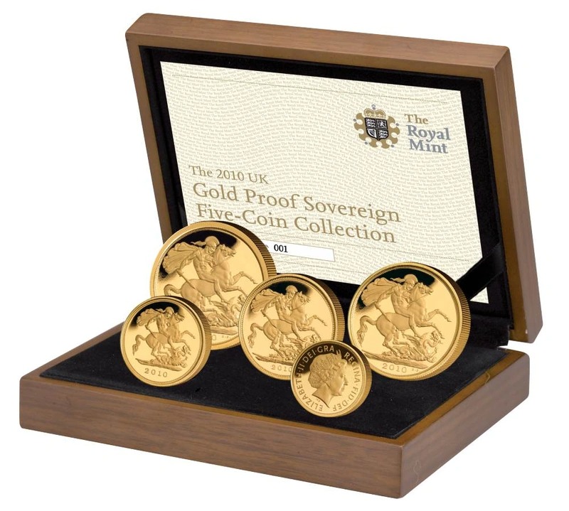 2010 Proof Gold Sovereign 5 Coin Set