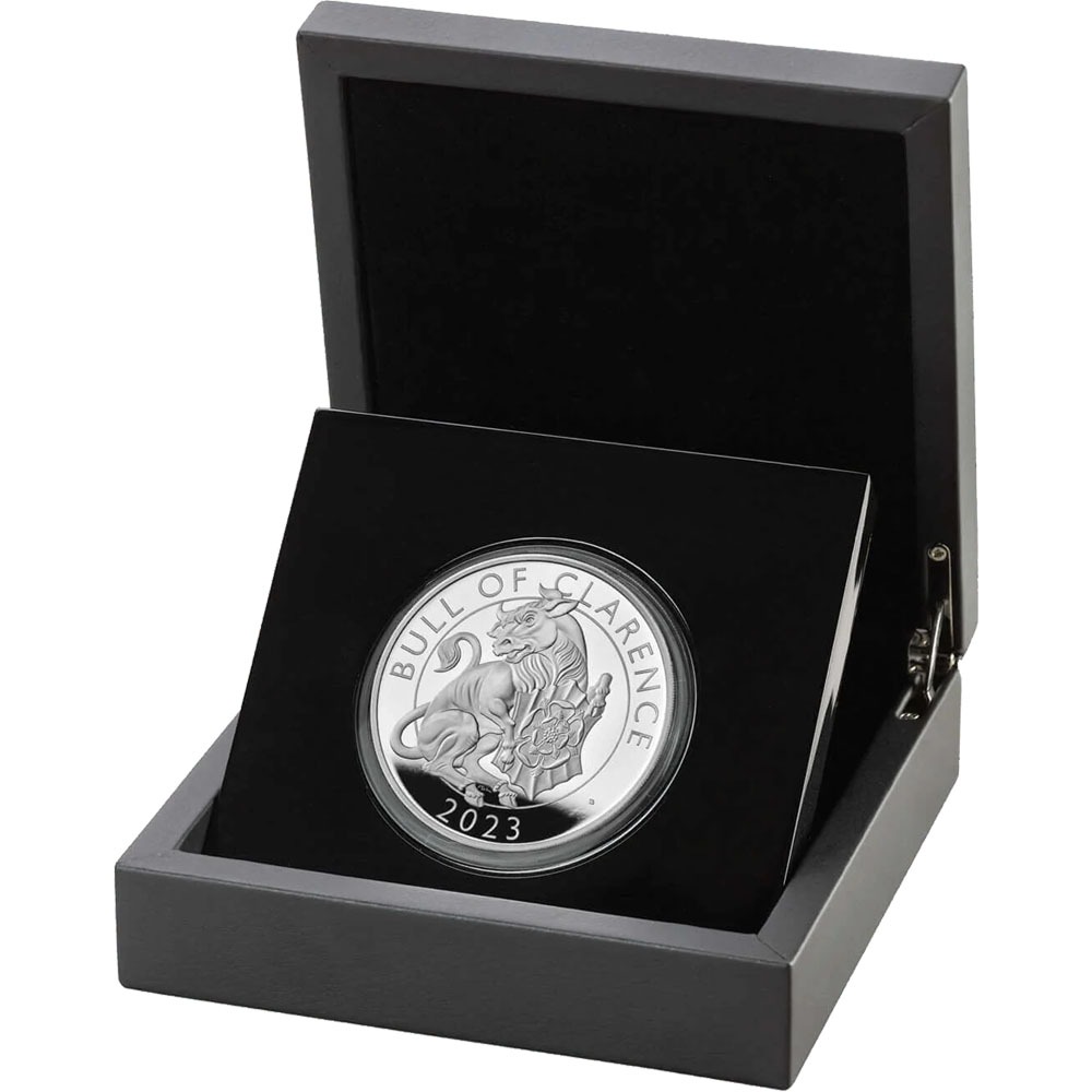 2023 5 oz Proof British Silver Tudor Beasts Bull of Clarence Coin (Box + CoA) - Image 2