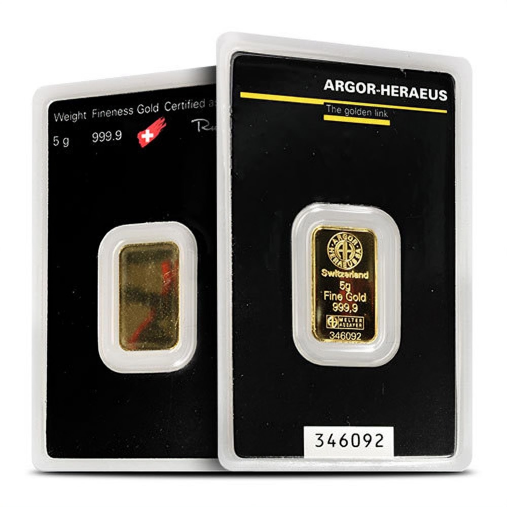 Buy 5 Gram Argor Heraeus Gold Bar