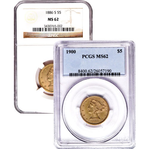 $5 Liberty Gold Half Eagle Coin MS62