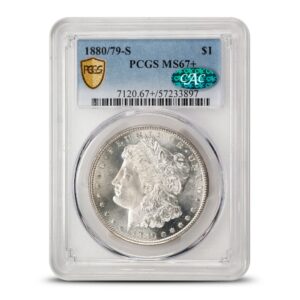 1880/79-S Morgan Silver Dollar Coin PCGS MS67+ CAC