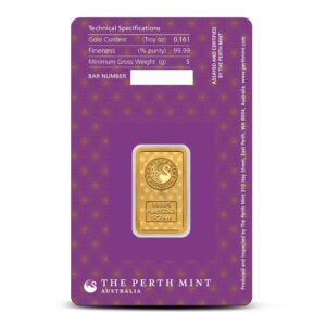 5 Gram Perth Mint Lakshmi Gold Bar (New w/Assay)